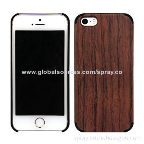 High Quality, Rubber Coated PC Case for iPhone 5 with Genuine Wood, Various Patterns are Available